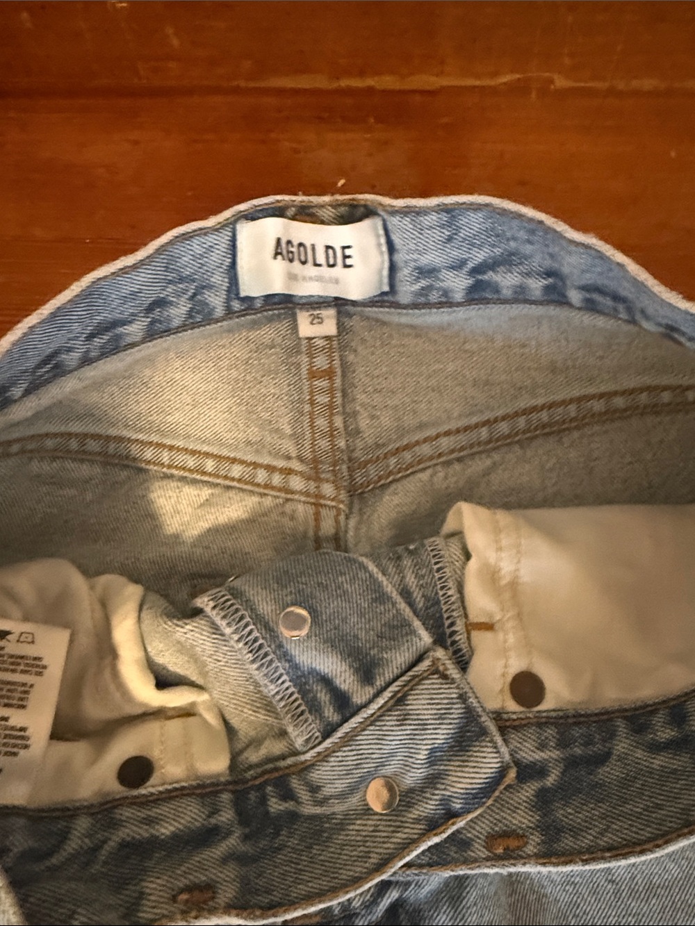 Agolde 90s Crop in Suspend Blue Organic Cotton Distressed Straight Jeans Size 25 - Picture 2 of 6